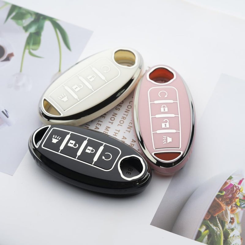 Tautrophen Key Fob Cover Fit for Nissan Infiniti Rogue Pathfinder Armada Murano kicks Frontier Titan 4 Buttons Smart Key - Image 4